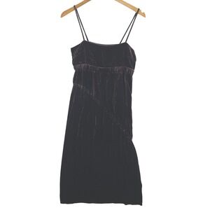 Lewit Women's 4 Velvet Slip Dress Purple Plum Silk Blend Square Neck Mini